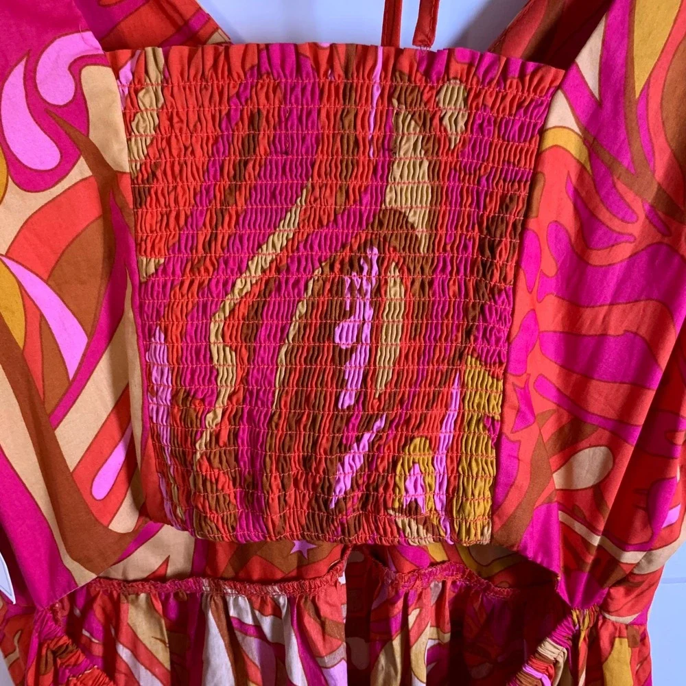 NWT 1. State Maxi Dress Cutout Back Pink Orange Retro P
Puff Sleeve Women L Boho - Picture 12 of 13